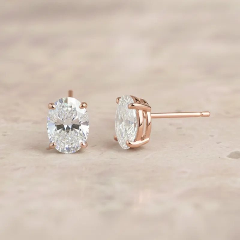 0.80 Karat Oval Pırlanta Tektaş Altın Küpe