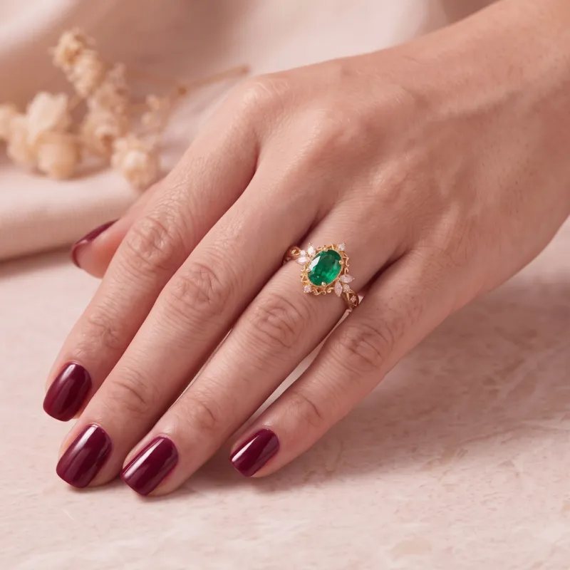 0.70 Carat Zümrüt Ve Pırlantalı Vintage Yüzük